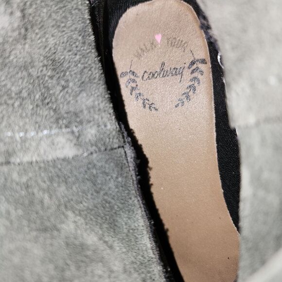 Coolway Grey Suede Fringe Ankle Boot Booties Boho Comfort Shoes Size 8 - Picture 11 of 14